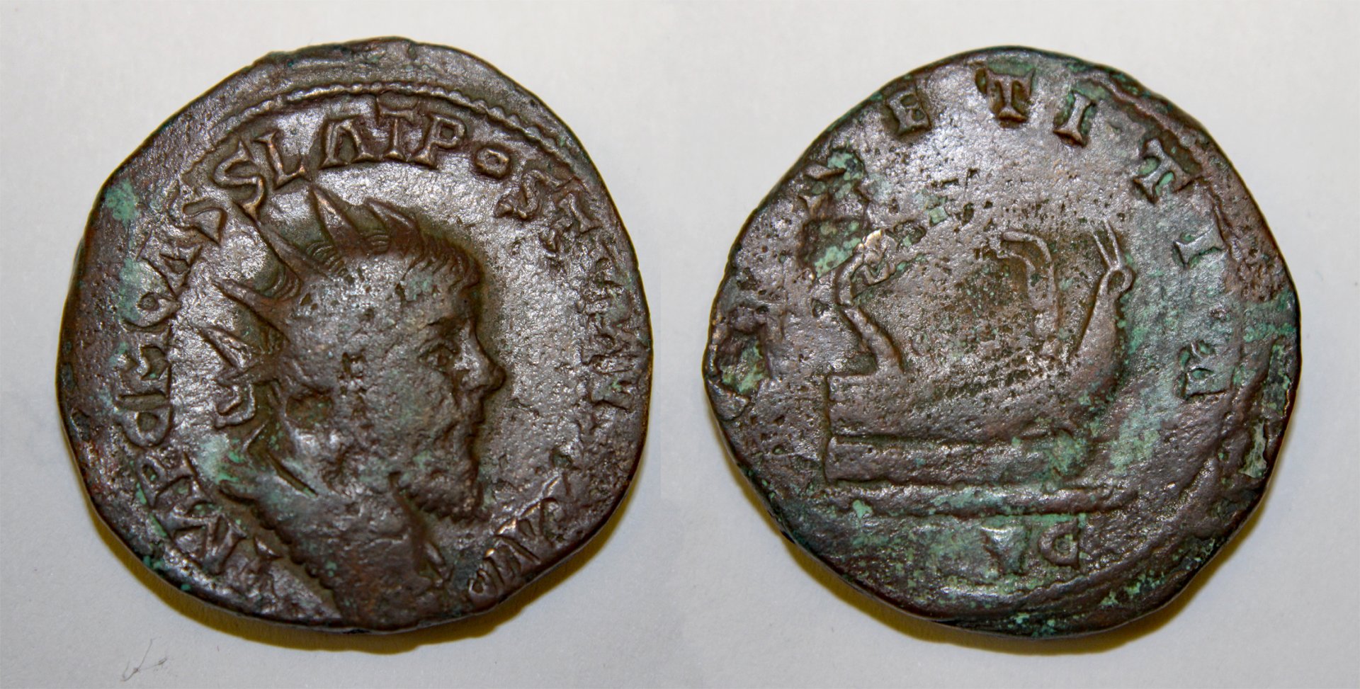 D-Camera Postumus double sestertius Treveri 260-69 AD LAETITA RIC 143 33mm 27.97 g 8-6-23.jpg