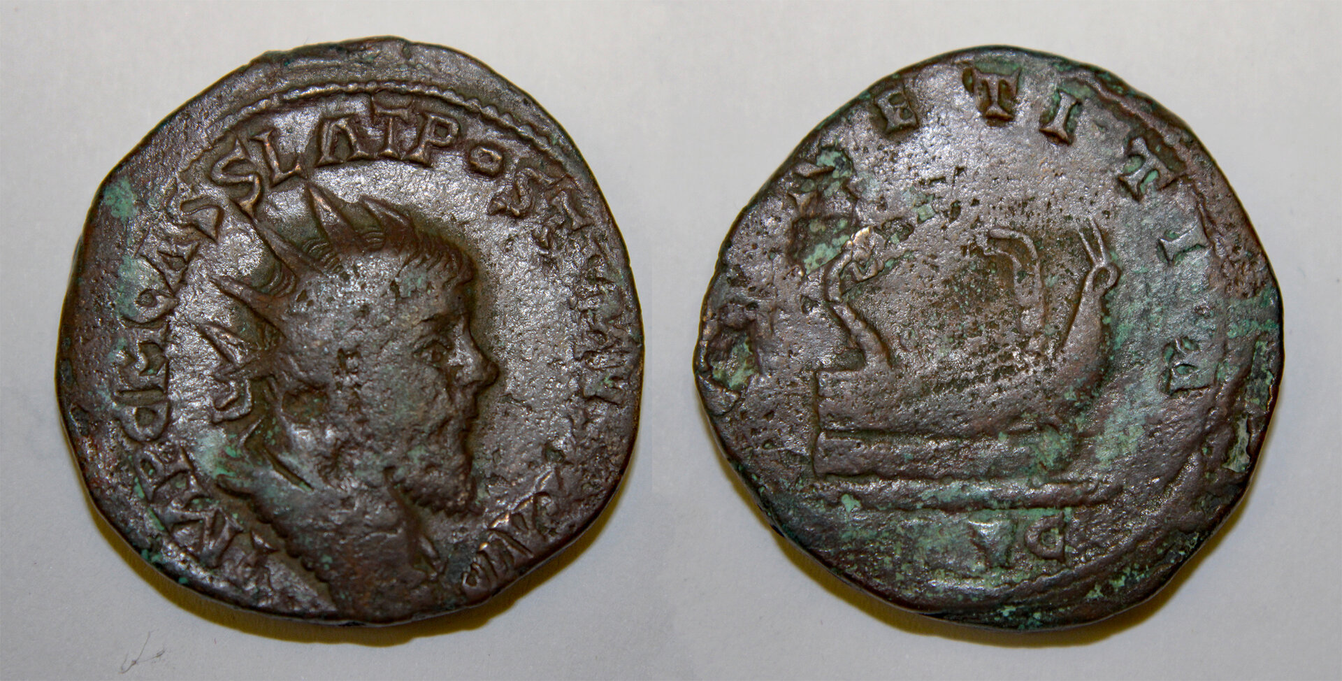 D-Camera Postumus double sestertius Treveri 260-69 AD LAETITA RIC 143 33mm 27.97 g 8-6-23.jpg
