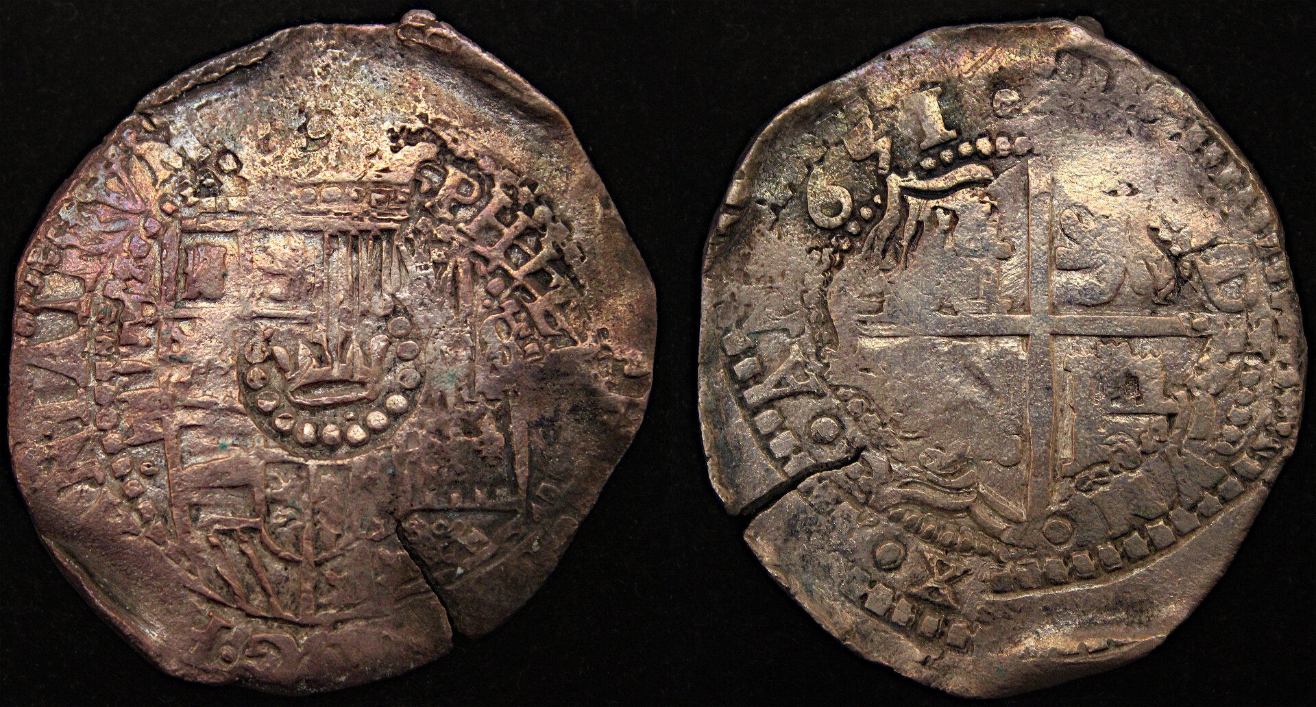 D-Camera Potosi 7 Half reales Philip IV 1651 E crown CM revaluation 26.4g KM C19.15 2-23-22.jpg