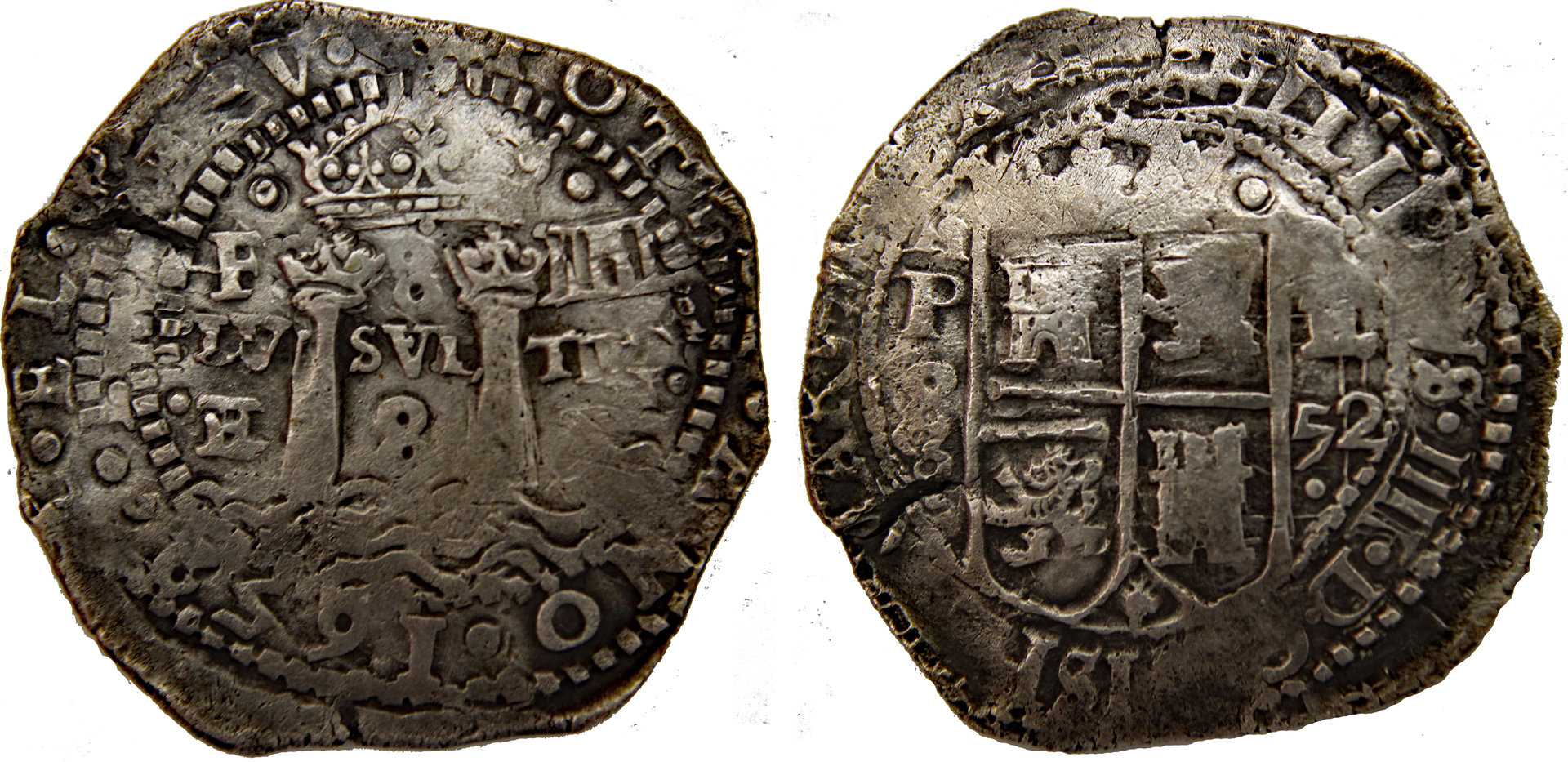 D-Camera Potosi 8 reales cob, 1652, transitional, sheild reverse,  6-16-20.jpg