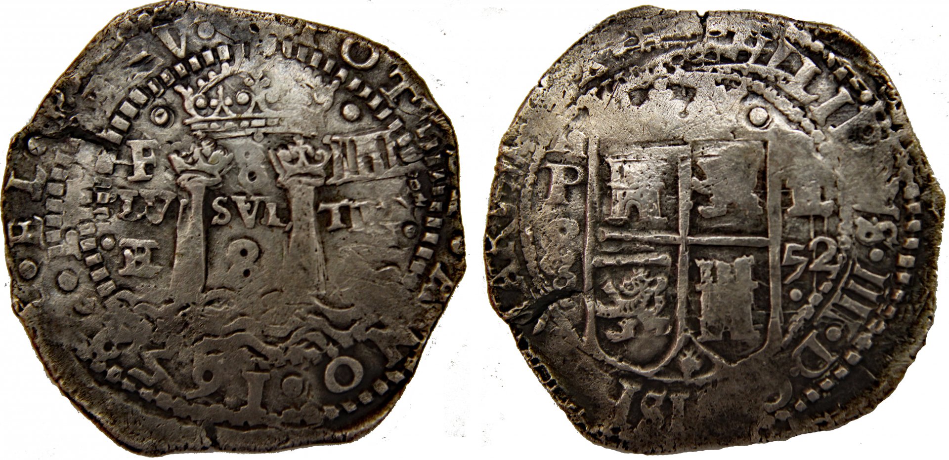 D-Camera Potosi 8 reales cob, 1652, transitional, sheild reverse,  6-16-20.jpg