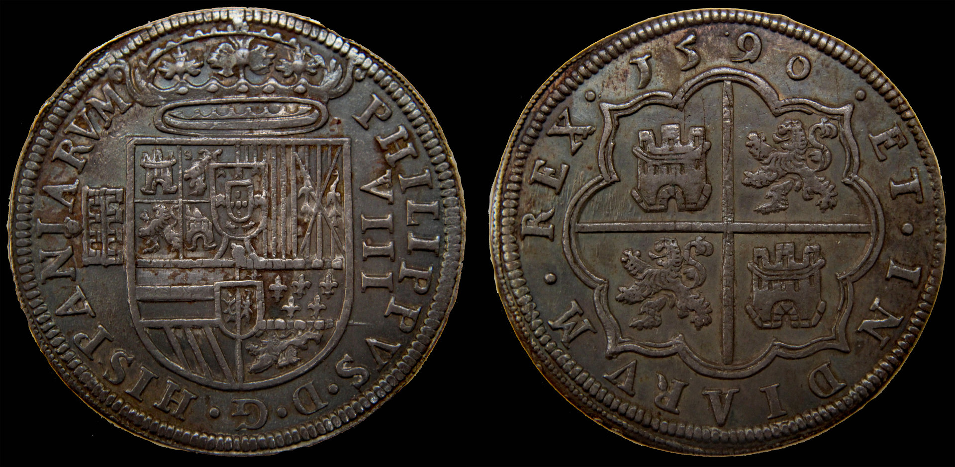 D-Camera Spain 8 reales 1590, Segovia, Philip II, Sal 1992, 27.0 g,, 9-3-20.jpg