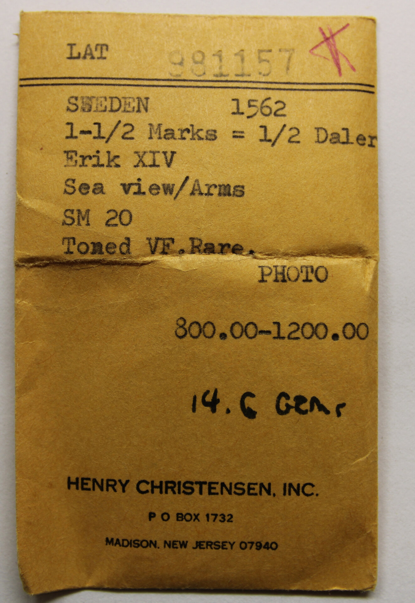 D-Camera Sweden 1.5 marks  Henry Christensen envelope  4-20-21.jpg