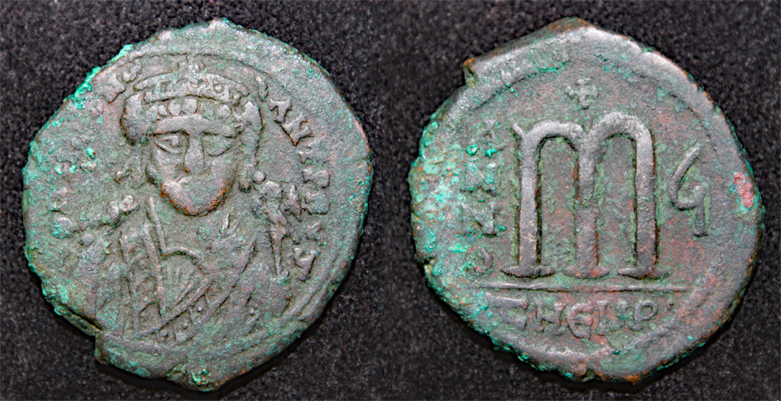 D-Camera Tiberius II Constantine follis before cleaning Antioch year 6 15.67g Sal 4-10-22.jpg