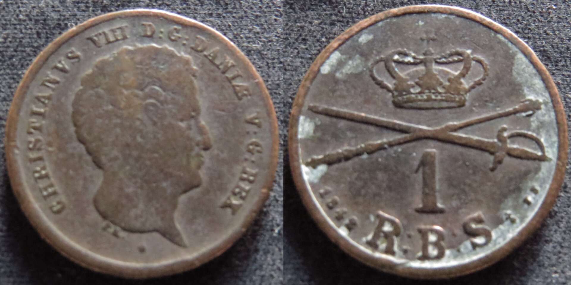 Denmark 1 Rigsbankskilling 1842 Christian VIII.jpg