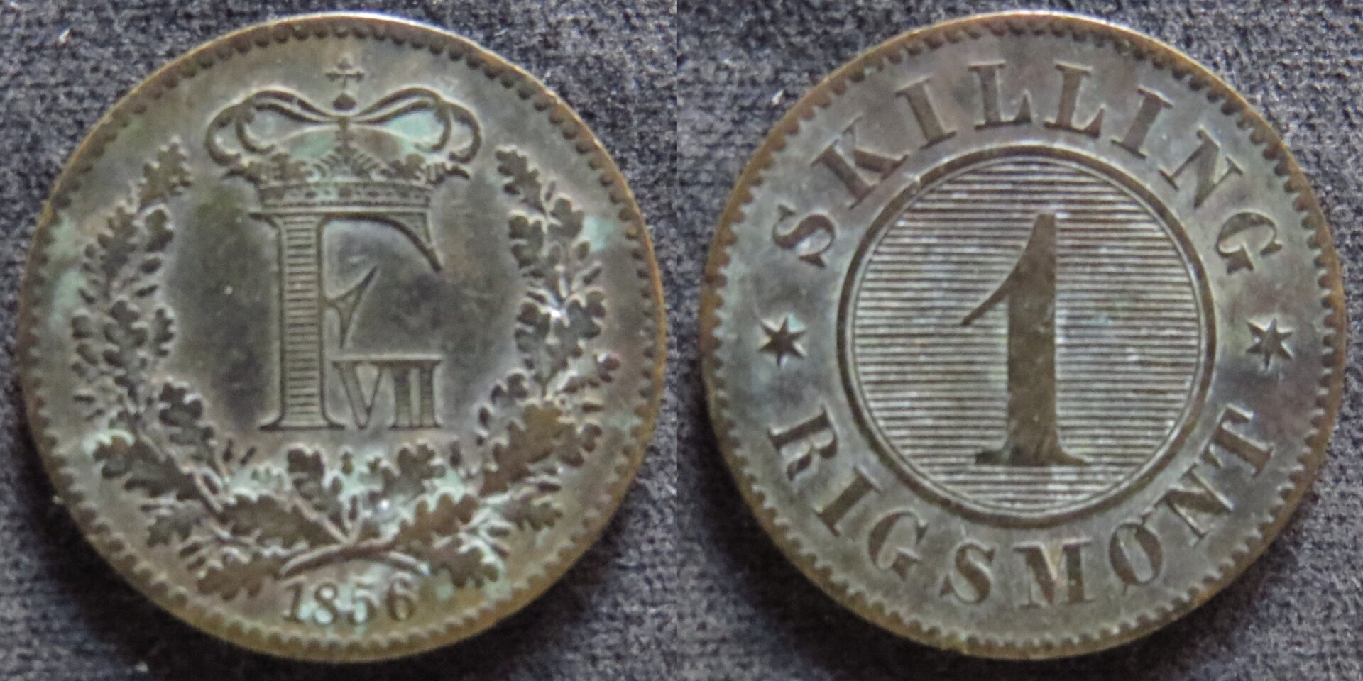 Denmark 1 Skilling Rigsmønt 1856 Frederik VII.jpg