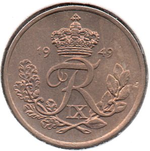 Denmark - 10 Øre - 1949 NS - KM #841.1 - Obv.jpg