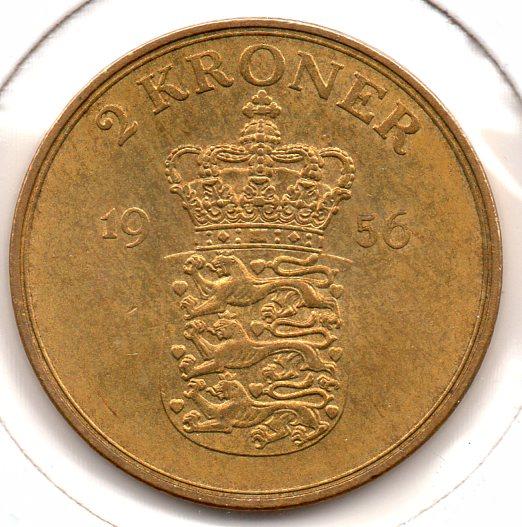 Denmark - 2 Kroner - 1956 CS - KM #838.2 - Rev.jpg