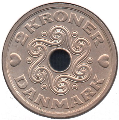 Denmark - 2 Kroner - 1992 LGJP - KM #874.1 - Rev.jpg