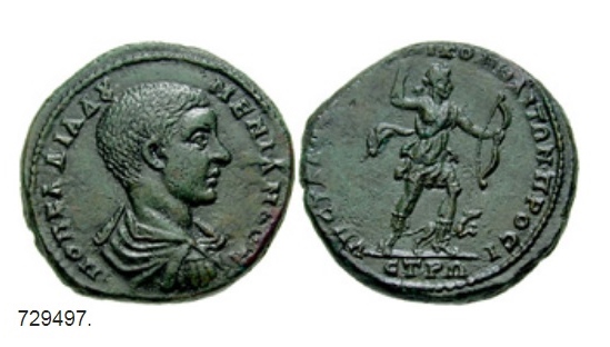 Detail CNG archives (possible die match) Diadumenian-Artemis (Nikopolis ad Istrum) (2).jpg