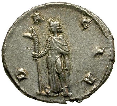 Detail Trajan Decius antoninianus - Dacia reverse, with Draco standard.jpg