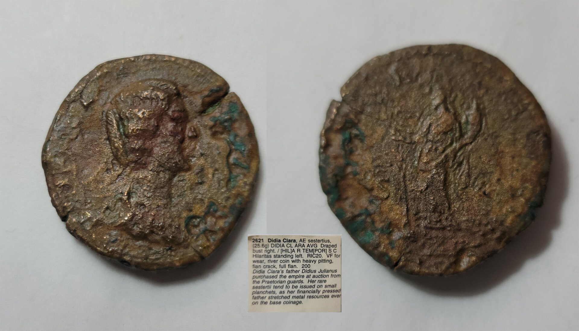 Didia Clara 193 - AE Sestertius RIC 20 25.6g VF by wear, pitted 33pct size.jpg