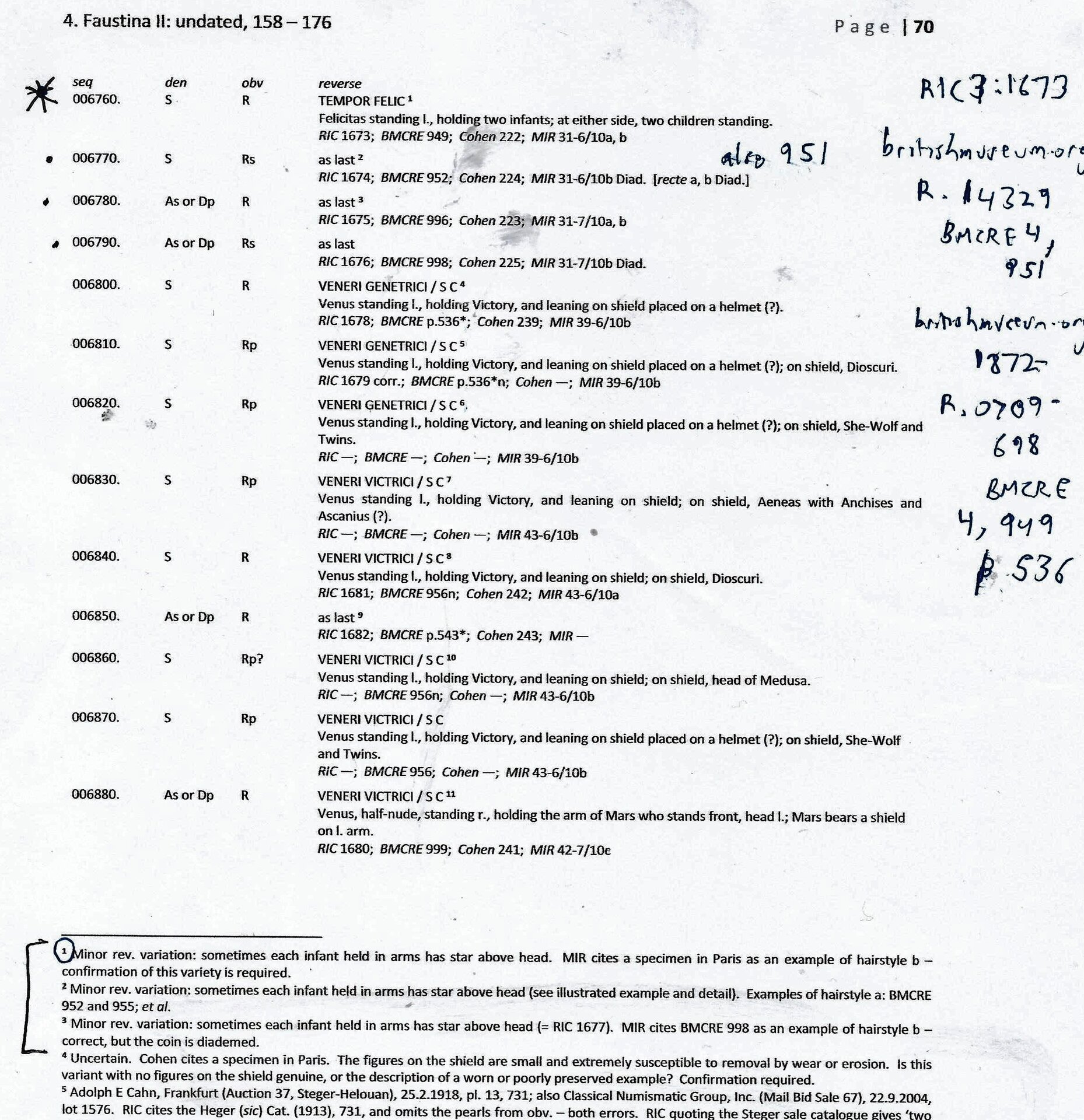 Dinsdale page re Faustina II Tempor Felic, with & without stars above twins.jpg