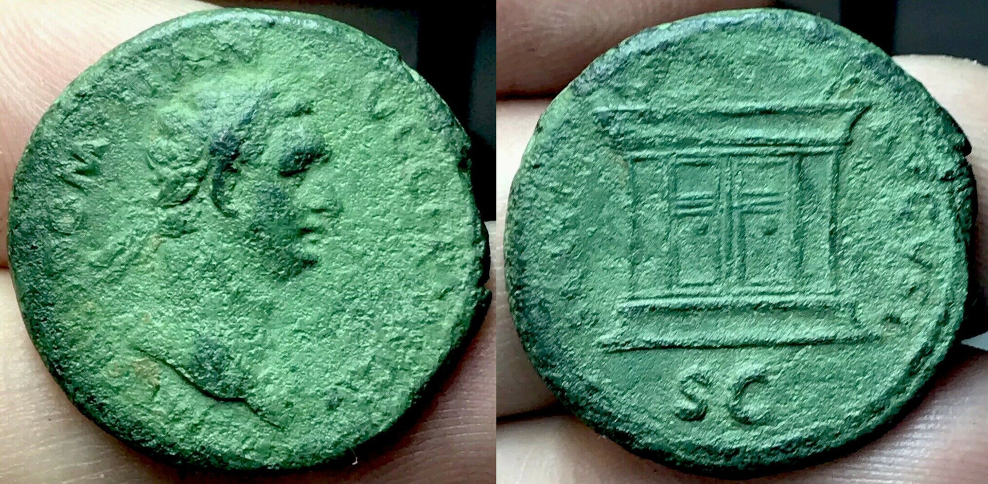 Domitian AE AS. Rome Mint. Double Doors Altar Reverse. 6.jpg