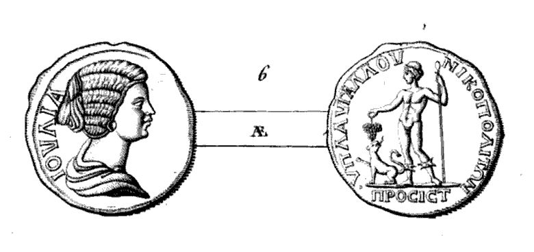Domna Nicopolis Dionysos and panther Mionnet.JPG