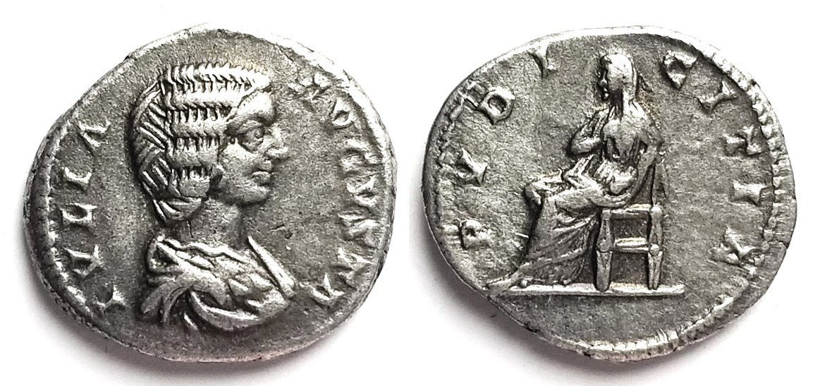 Domna PVDICITIA denarius no scepter Rome.JPG