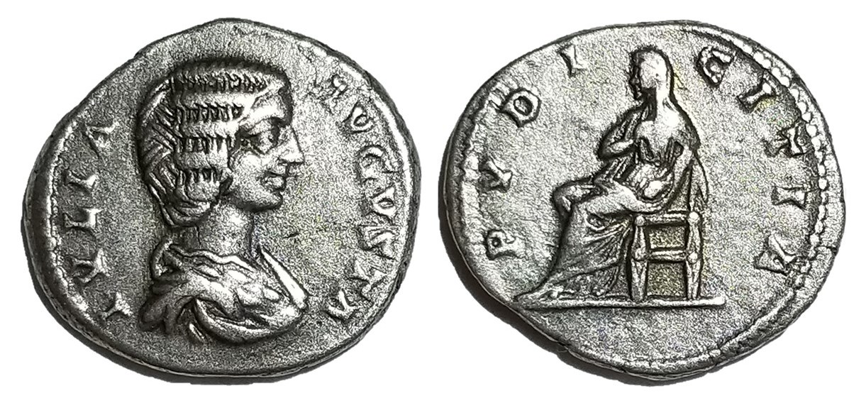 Domna PVDICITIA no scepter denarius Rome.JPG