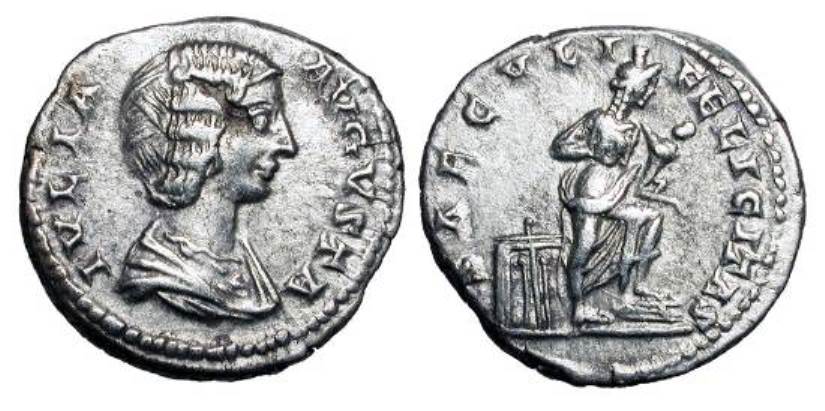Domna SAECVLI FELICITAS Denarius Rome Pegasi.jpg