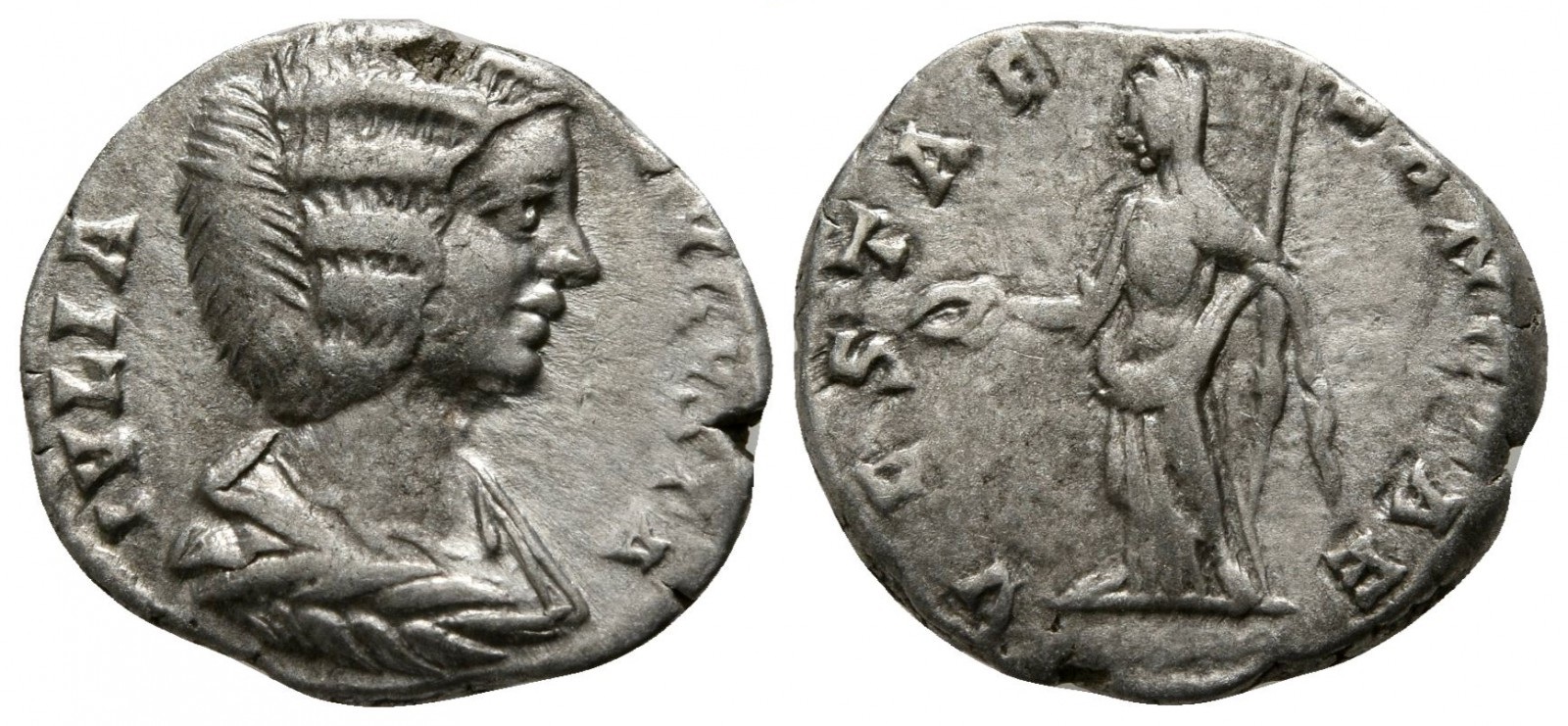 Domna VESTAE SANCTAE standing denarius.jpg