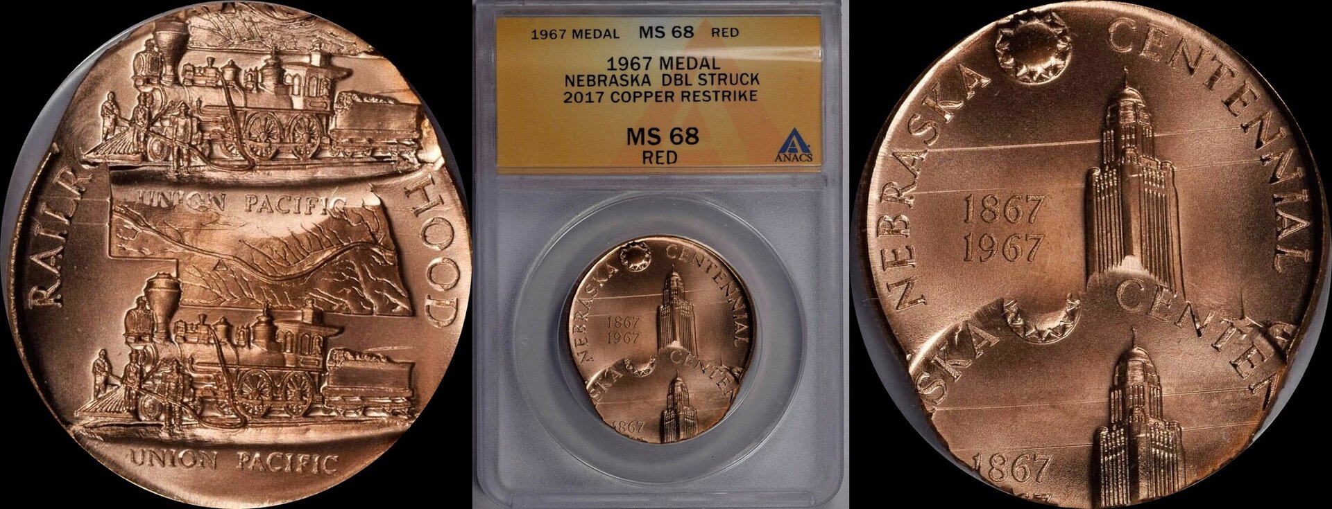 DOUBLE STRUCK 1967 Nebraska Heraldic Art Medal 2017 Copper Restrike MS68 A#1.jpg