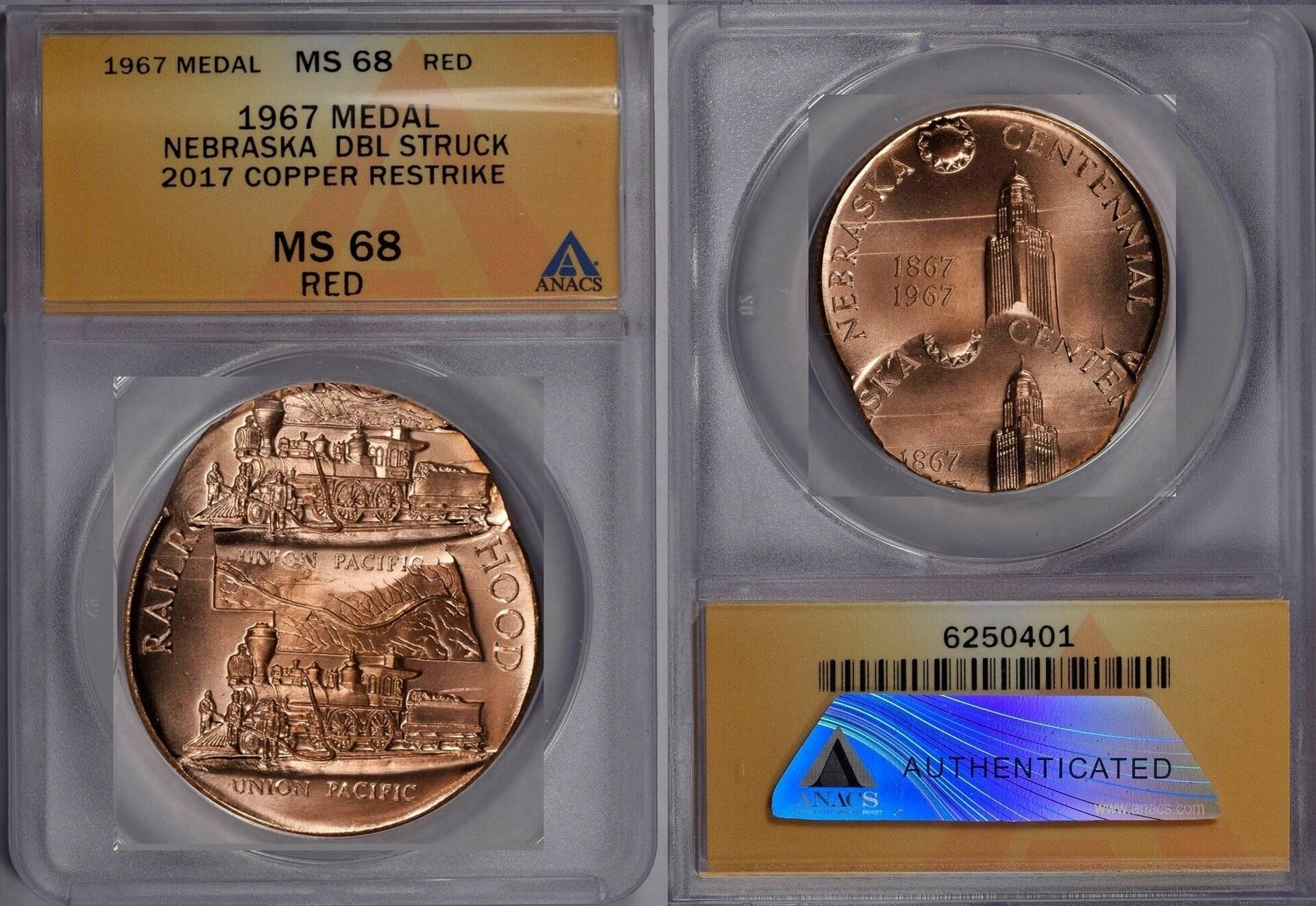 DOUBLE STRUCK 1967 Nebraska Heraldic Art Medal 2017 Copper Restrike MS68 XYZ.jpg