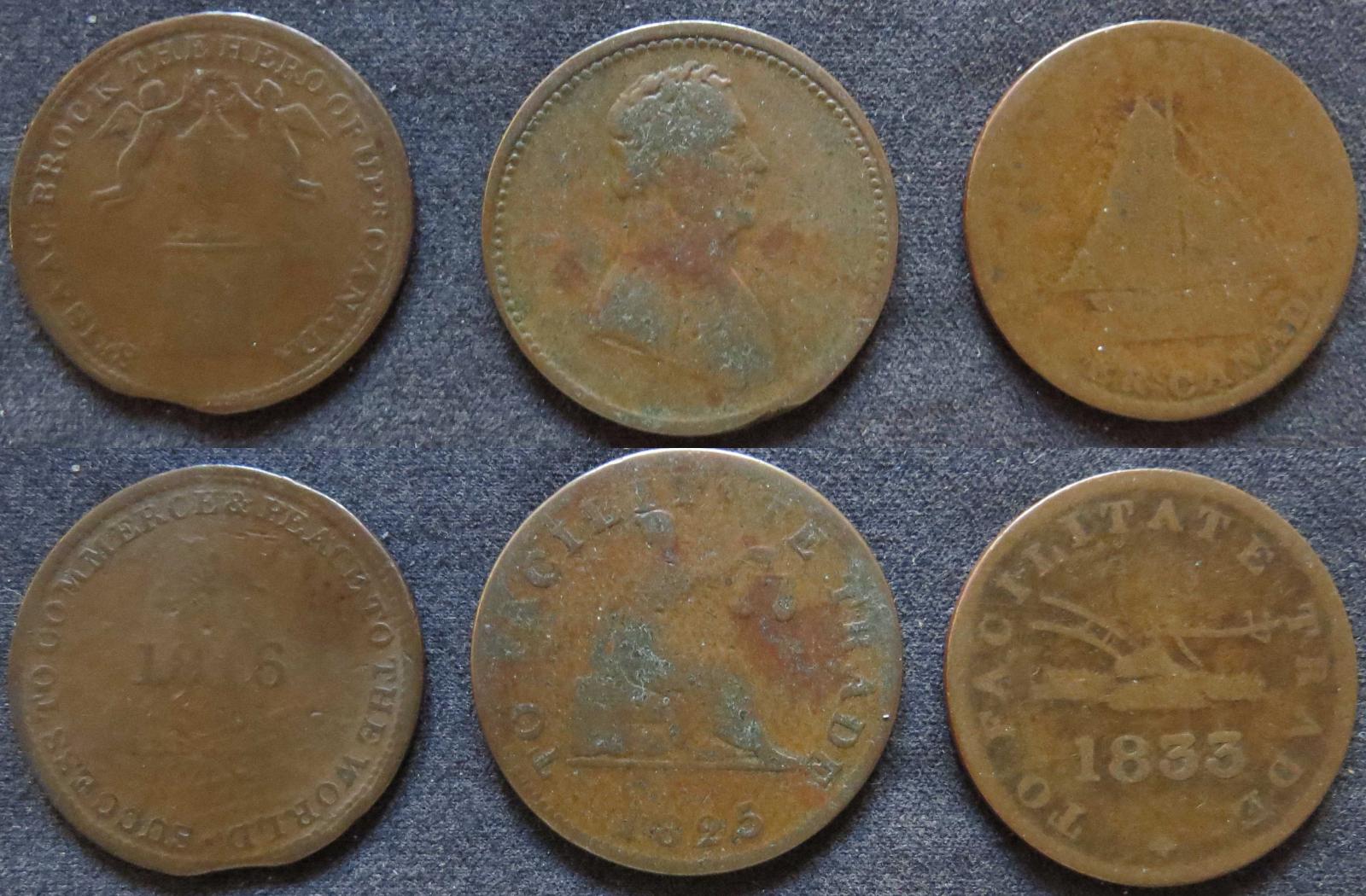 Early Canada Tokens Brock 1816 Trade 1825, Lower 1833 copy.jpg