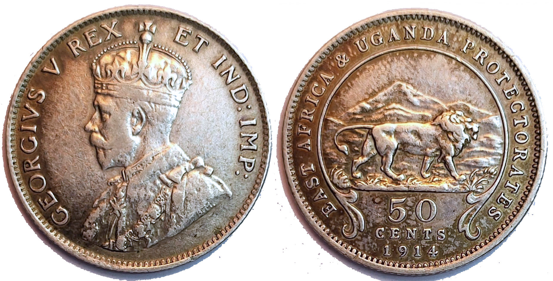 East Africa and Uganda Protectorate, George V 1914 50 Cents.jpg