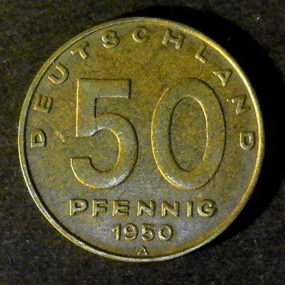 East Germany 50 Pfennig 1950 A obverse less 5 40pct.jpg