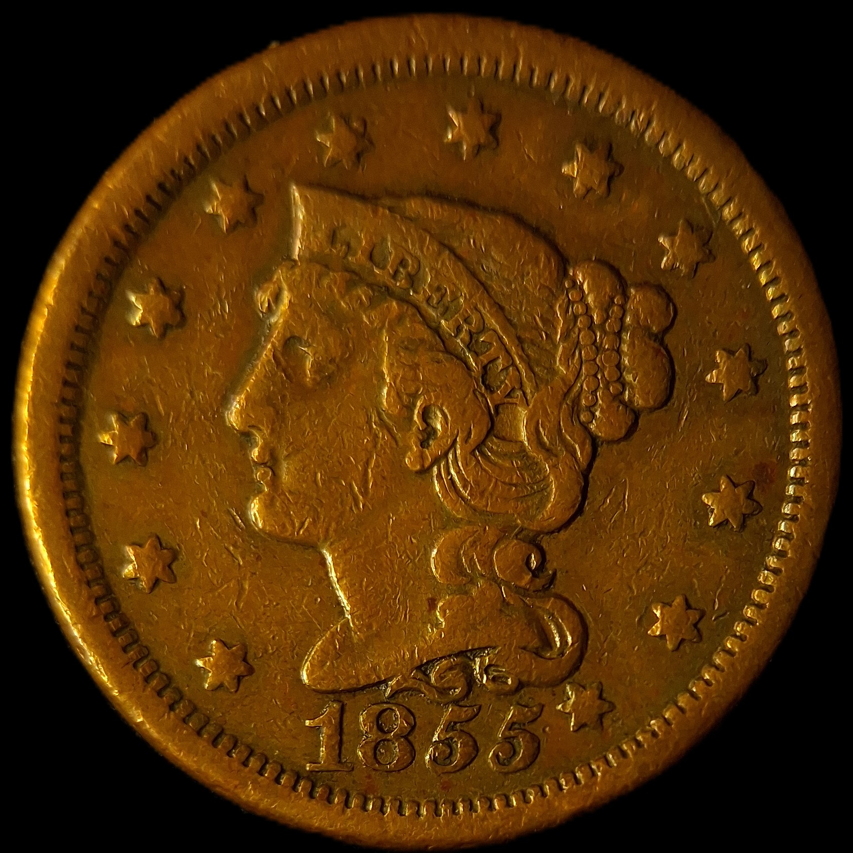 eBay #181 - 1855 Large One Cent - Slanted 5's - Obverse - Hi Rez.jpg