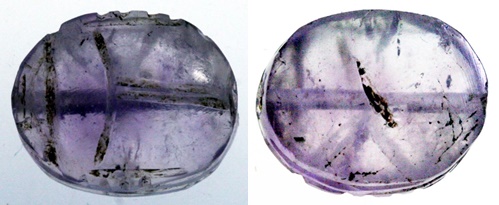 Egypt Amethyst Uninscribed Scarab 1667-1085 BCE 17x14mm Intact.jpg