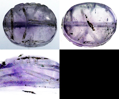 Egypt Amethyst Uninscribed Scarab 1667-1085 BCE 17x14mm Intact with Side view.jpg