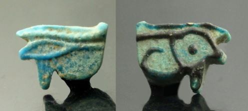 Egypt Faience Eye of Horus Amulet ca 1070-332 BCE 3rd Int to Late Per - Blue glaze double sided.jpg
