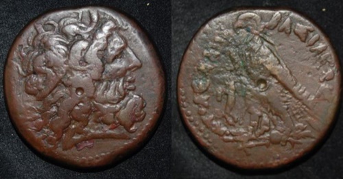 Egypt Ptolemy IV 221-205 BC AE 33mm 35g HemiDrachm Zeus-Ammon Eagle Tbolt O-R.jpg