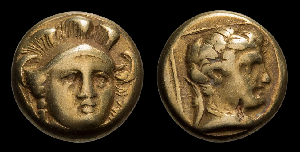 El Hekte Lesbos, Mytilene, Athena Hermes 377-326 BC.png