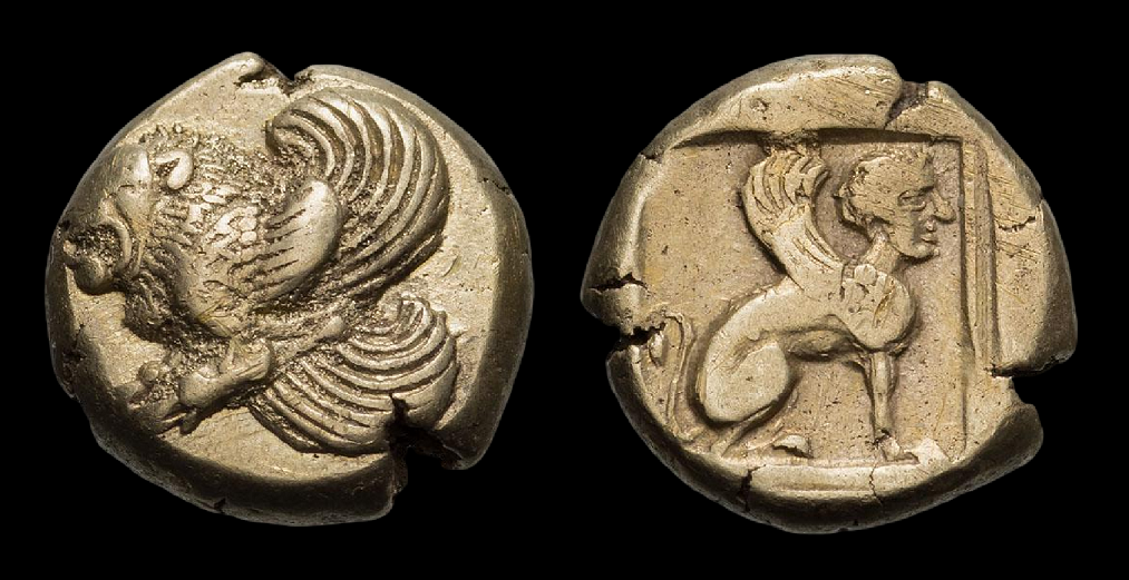 El Hekte Lesbos, Mytilene Winged Lion 412-378 BC.png