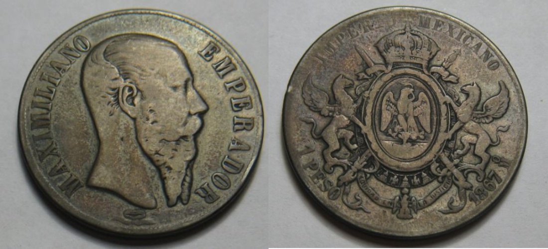 Empire of Mexico - Maximilian AR 1 Peso 1867.JPG