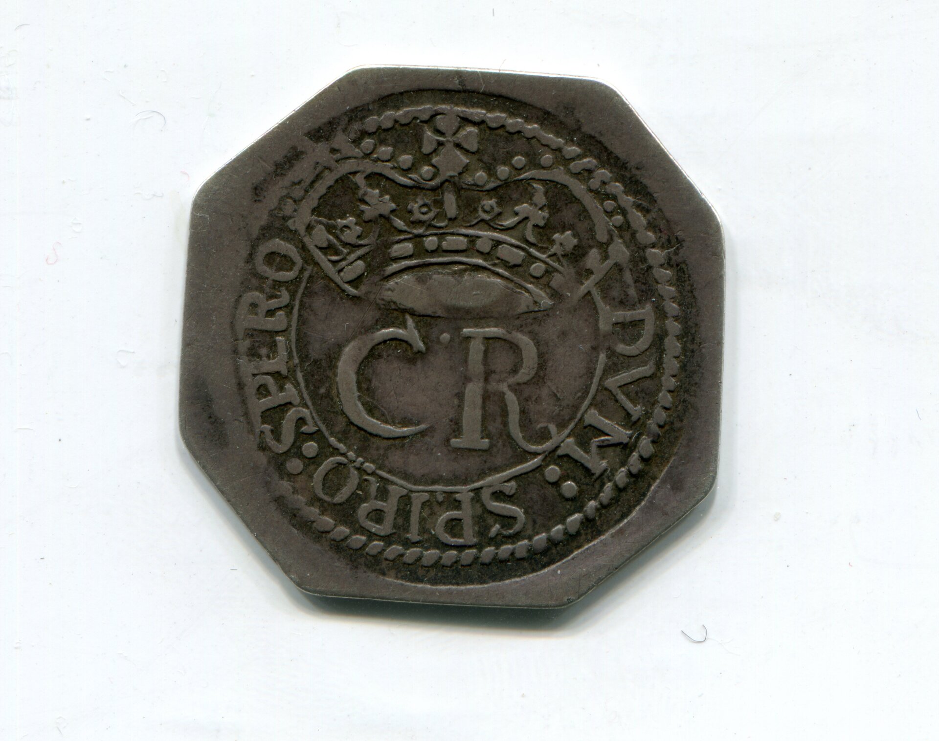 England Chas I posthumous Shilling in name of Ch II 1648 Pontefract obv 985.jpg
