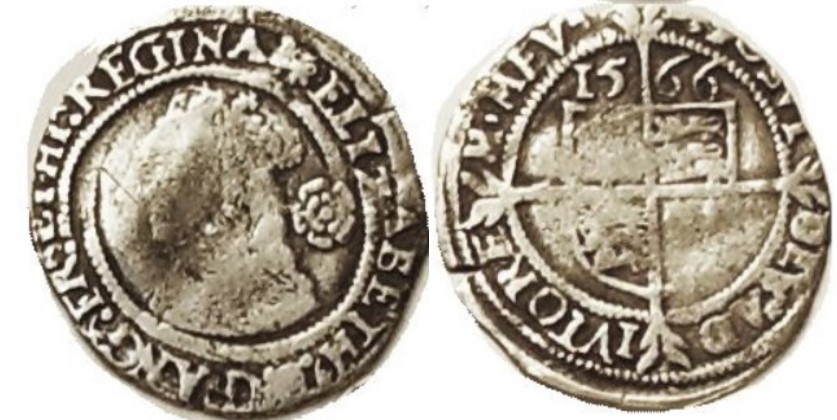England Elizabeth I AR 3 Pence 1566 Her bust l rose shield 19 mm G.JPG