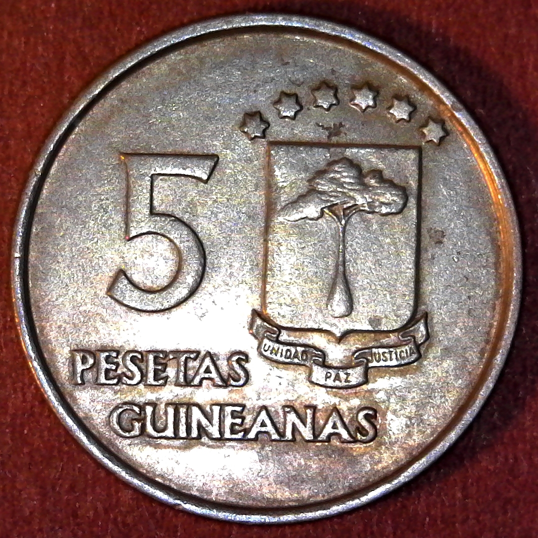 Equatorial Guinea 5 Pesetas 1969 obverse.jpg
