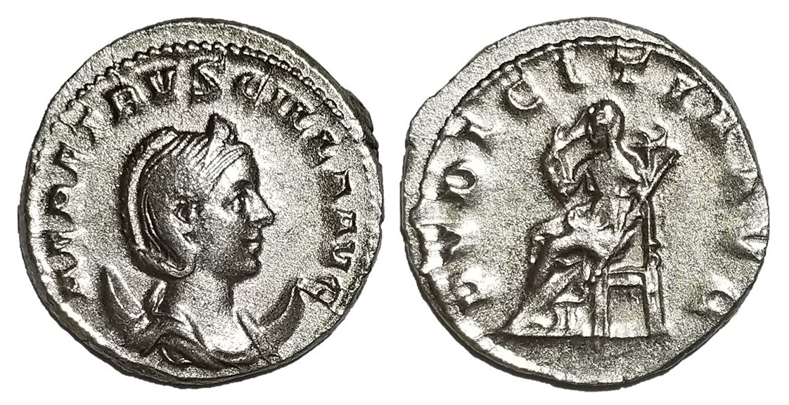 Etruscilla PVDICITIA AVG seated Antoninianus earlier coiffure.jpg