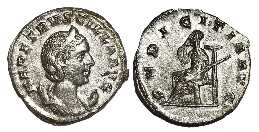 Etruscilla PVDICITIA AVG seated antoninianus later coiffure.jpg