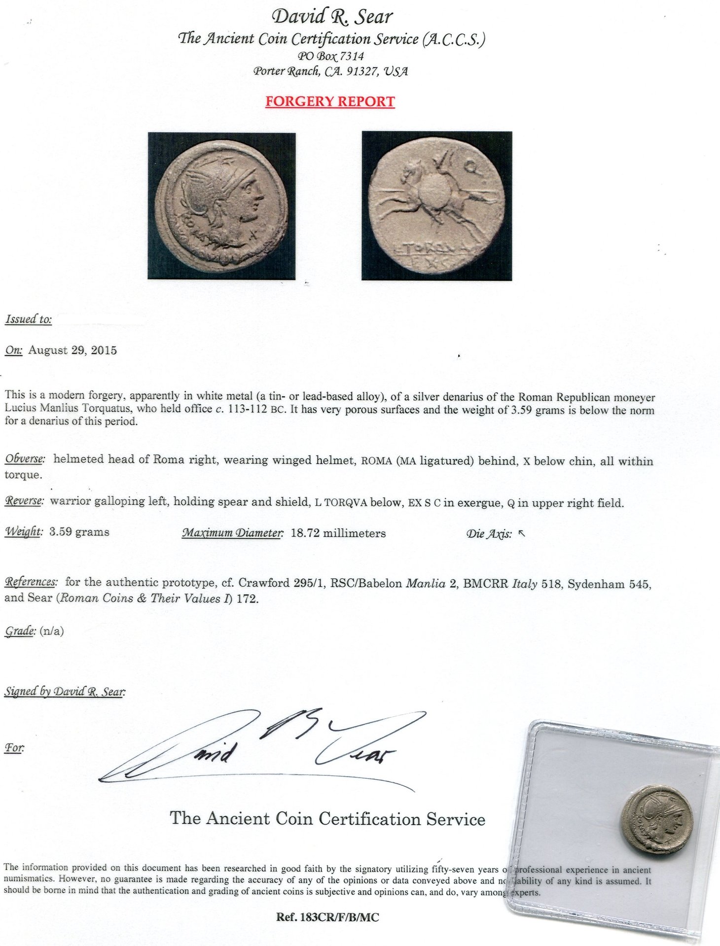 FAKE Torquatus - David Sear FORGERY REPORT ex NAME.jpg