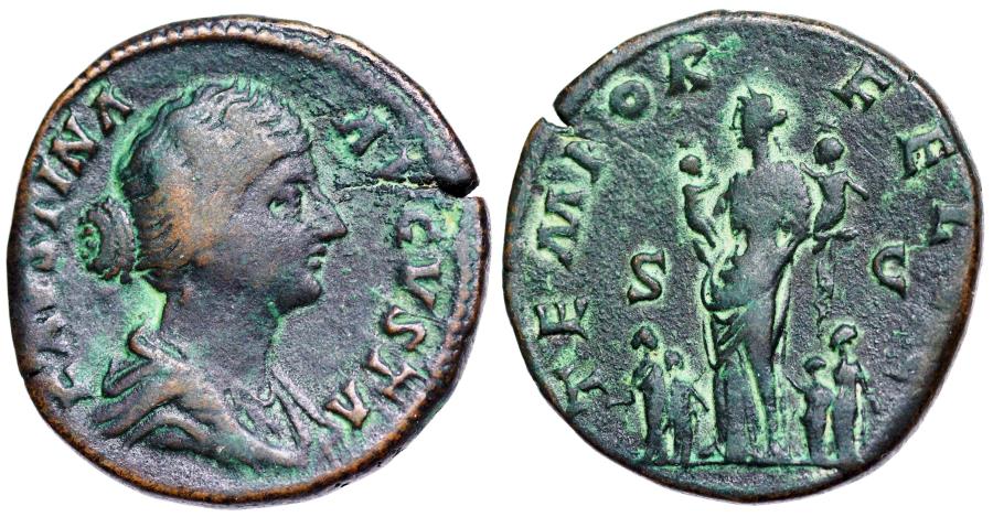 Faustina II sestertius - Felicitas & six children.jpg