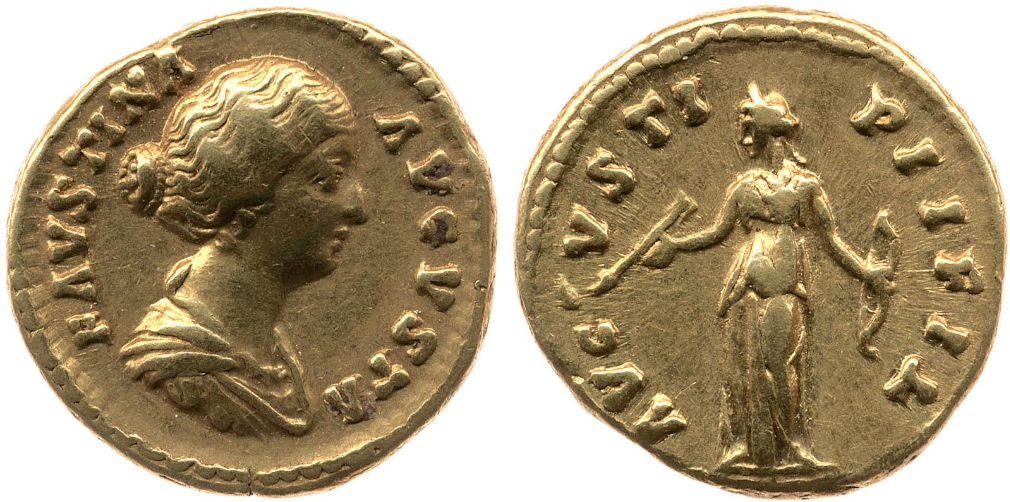 Faustina Jr AVGVSTI PII FIL Diana aureus BMC.png