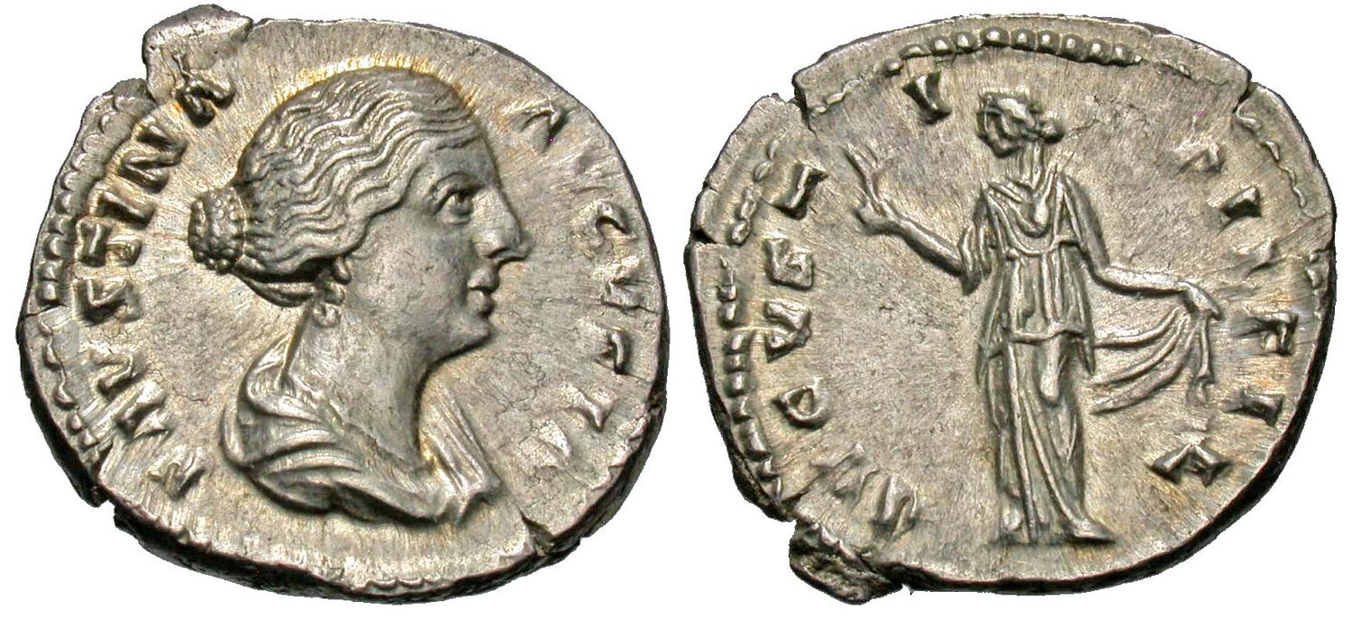 Faustina Jr AVGVSTI PII FIL Spes denarius Triskeles.jpg