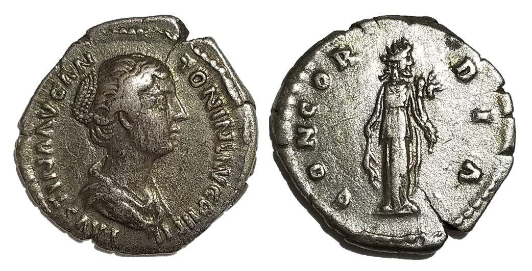 Faustina Jr CONCORDIA standing right denarius 1078.jpg