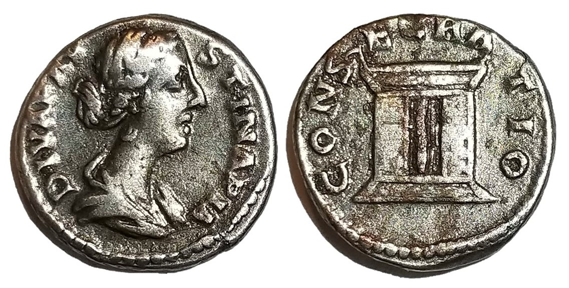 Faustina Jr CONSECRATIO altar denarius.jpg