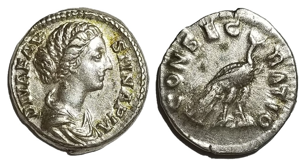 Faustina Jr CONSECRATIO Peacock denarius.jpg