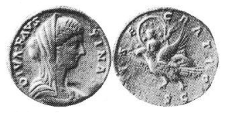 Faustina Jr CONSECRATIO S C Eagle flying left sestertius Cayon.JPG