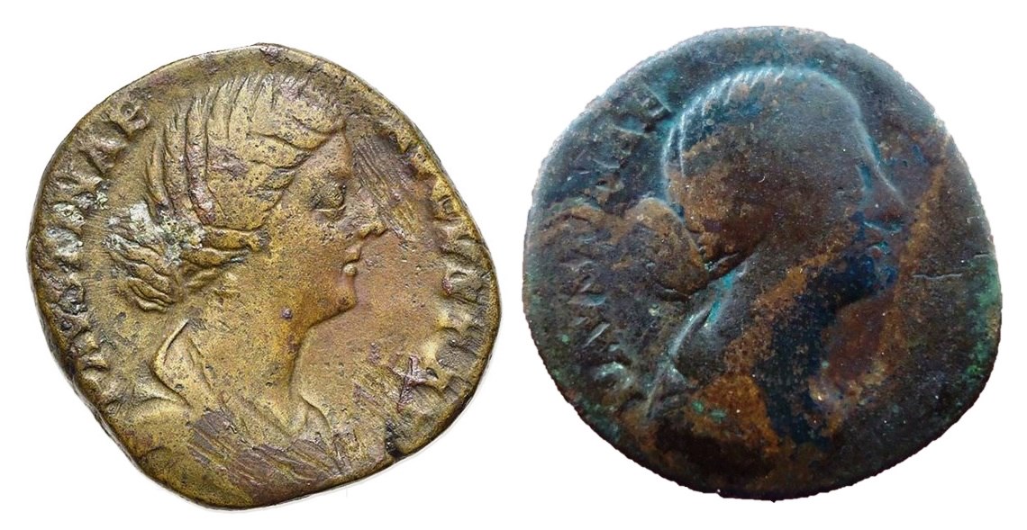 Faustina Jr DIANA LVCIFERA S C sestertius dative case inscription die match.jpg